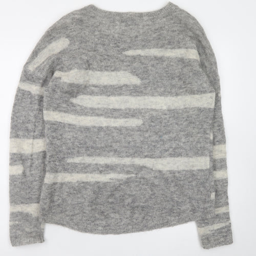 Second Female Women's Grey Mohair Wool Blend Striped Pullover Jumper XS