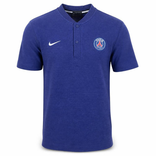 Nike Men Blue PSG Paris Saint-Germain Short Sleeve Henley Shirt S