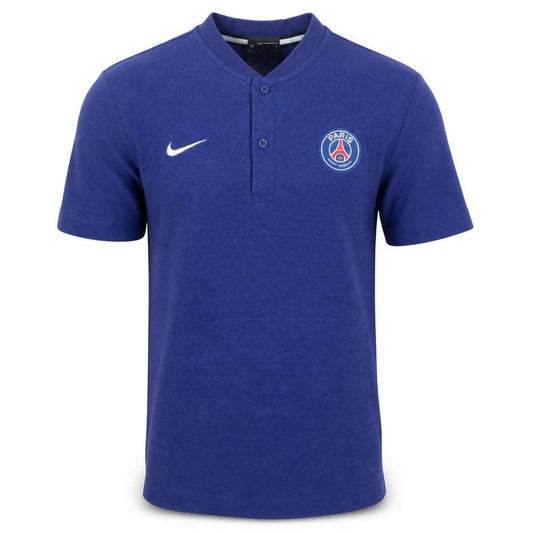 Front view of Nike Men Blue PSG Paris Saint-Germain Short Sleeve Henley Shirt S