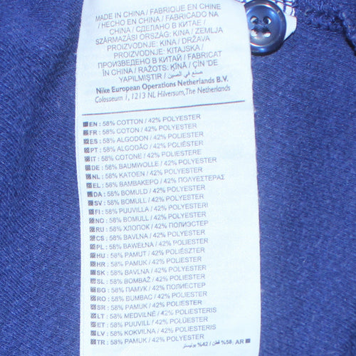 Nike Men Blue PSG Paris Saint-Germain Short Sleeve Henley Shirt S