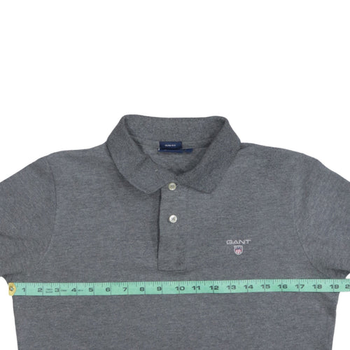 GANT Men's Grey Slim Fit Cotton Polo Shirt Size M