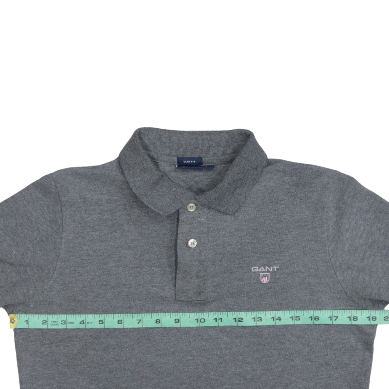 GANT Men's Grey Slim Fit Cotton Polo Shirt Size M