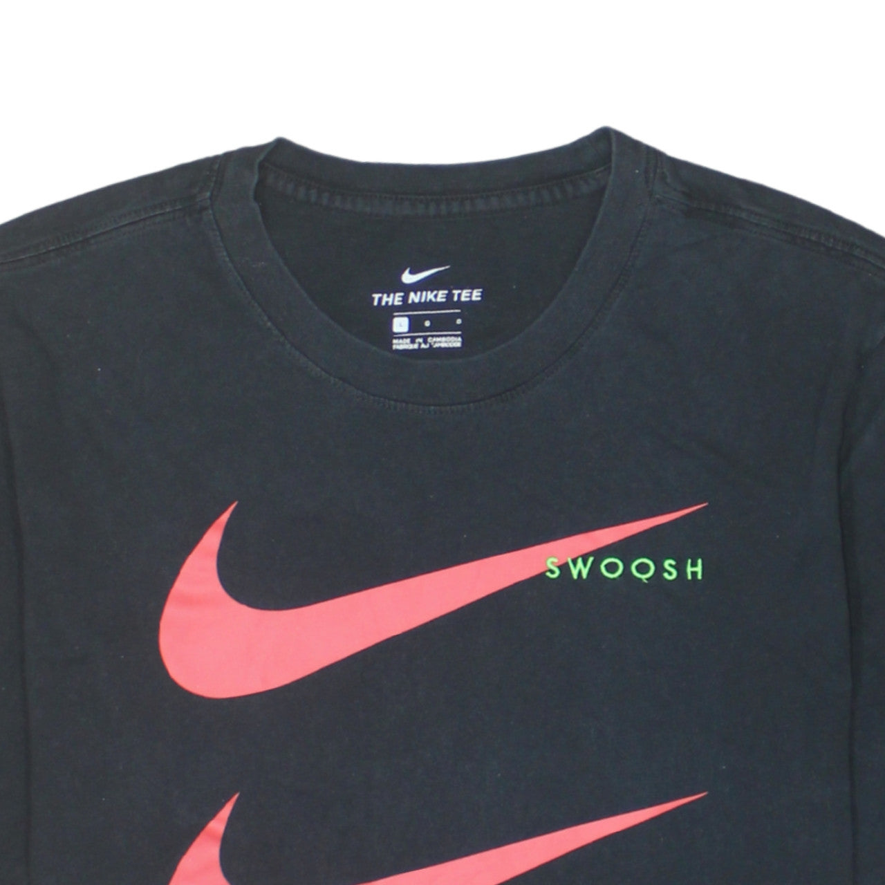 Nike Men's Black Swoosh Graphic Short Sleeve Cotton T-Shirt Size L