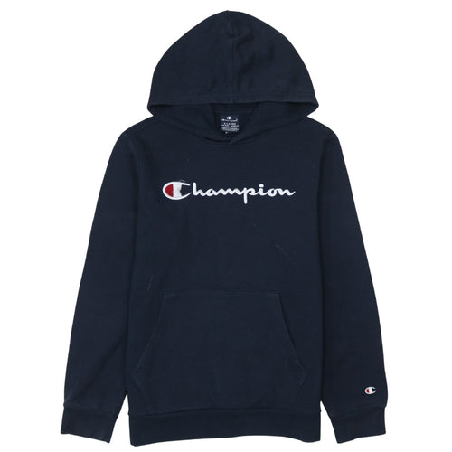 Champion Boys Black Pullover Hoodie 13-14 Years Logo Embroidered Fleece