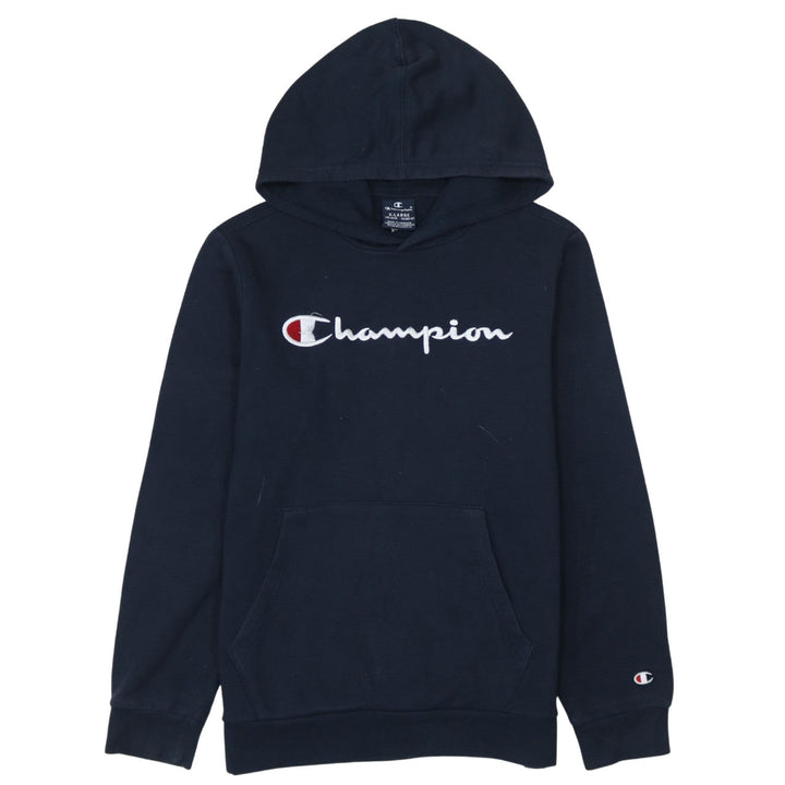 Champion Boys Black Pullover Hoodie 13-14 Years Logo Embroidered Fleece