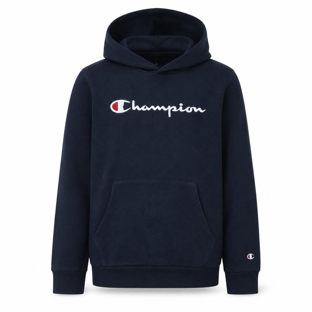 Champion Boys Black Pullover Hoodie 13-14 Years Logo Embroidered Fleece