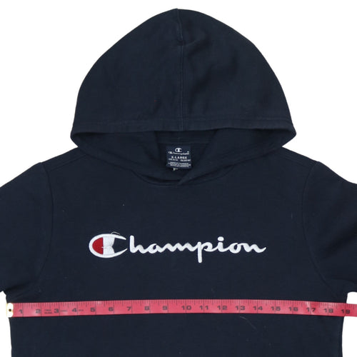 Champion Boys Black Pullover Hoodie 13-14 Years Logo Embroidered Fleece