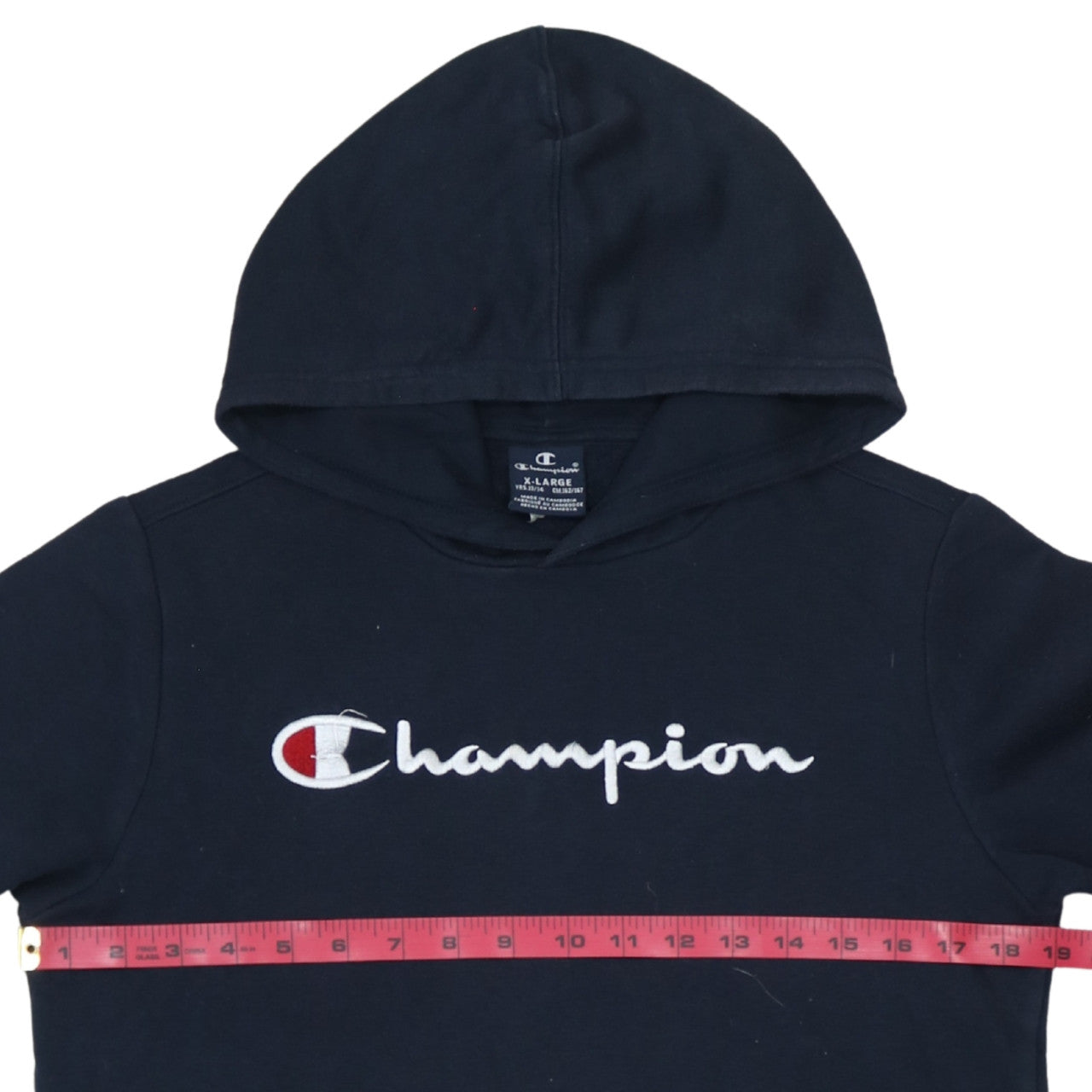 Champion Boys Black Pullover Hoodie 13-14 Years Logo Embroidered Fleece