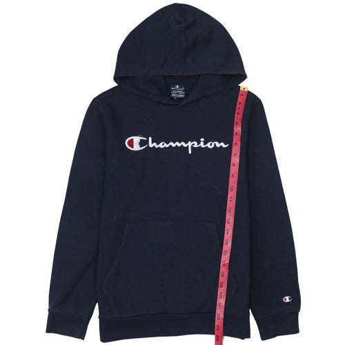 Champion Boys Black Pullover Hoodie 13-14 Years Logo Embroidered Fleece