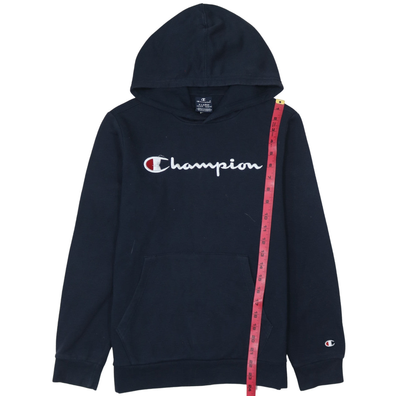 Champion Boys Black Pullover Hoodie 13-14 Years Logo Embroidered Fleece