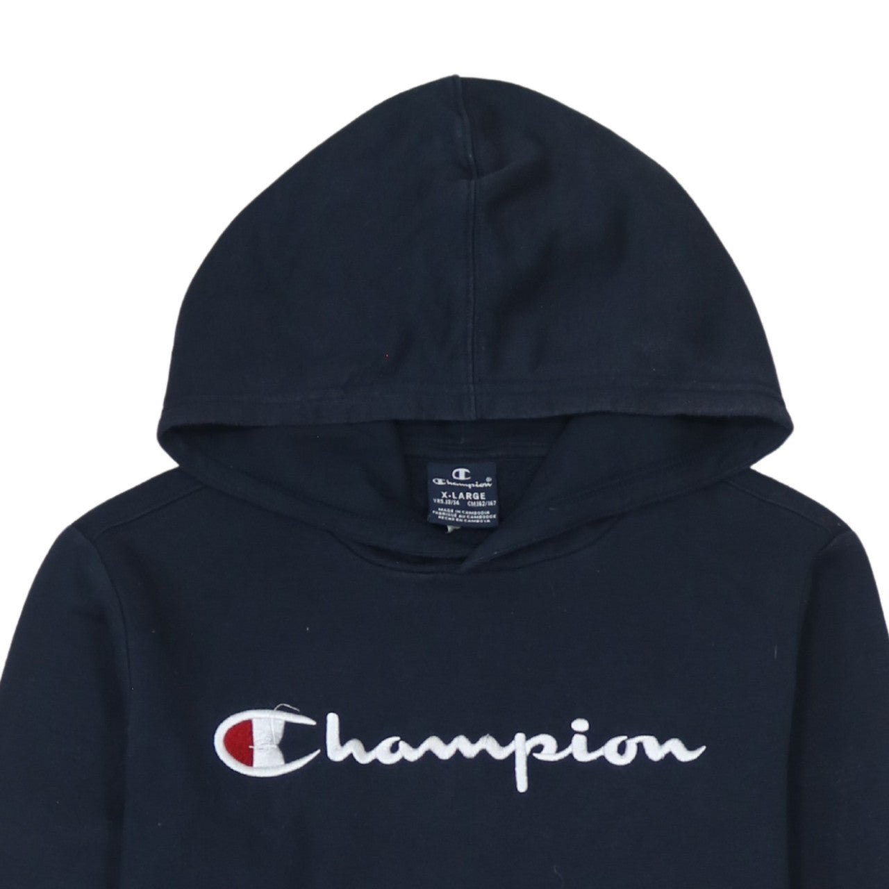 Champion Boys Black Pullover Hoodie 13-14 Years Logo Embroidered Fleece
