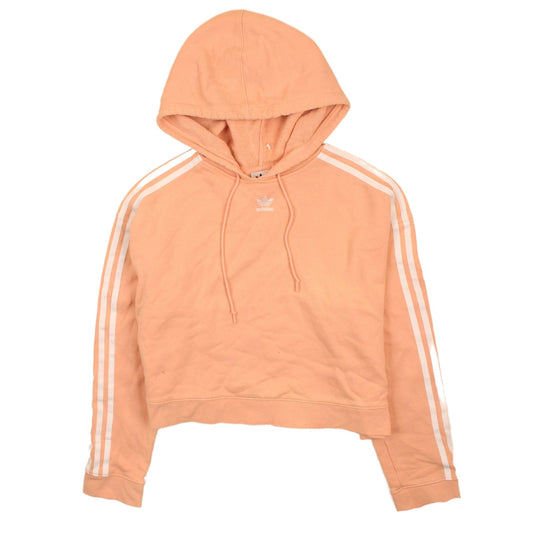 Adidas Women's Peach Hooded Pullover Sweatshirt UK 14 Logo 3-Stripes