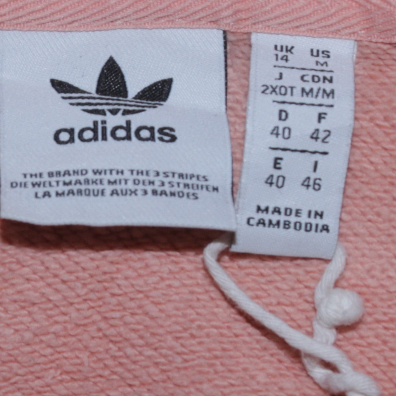Adidas Women's Peach Hooded Pullover Sweatshirt UK 14 Logo 3-Stripes