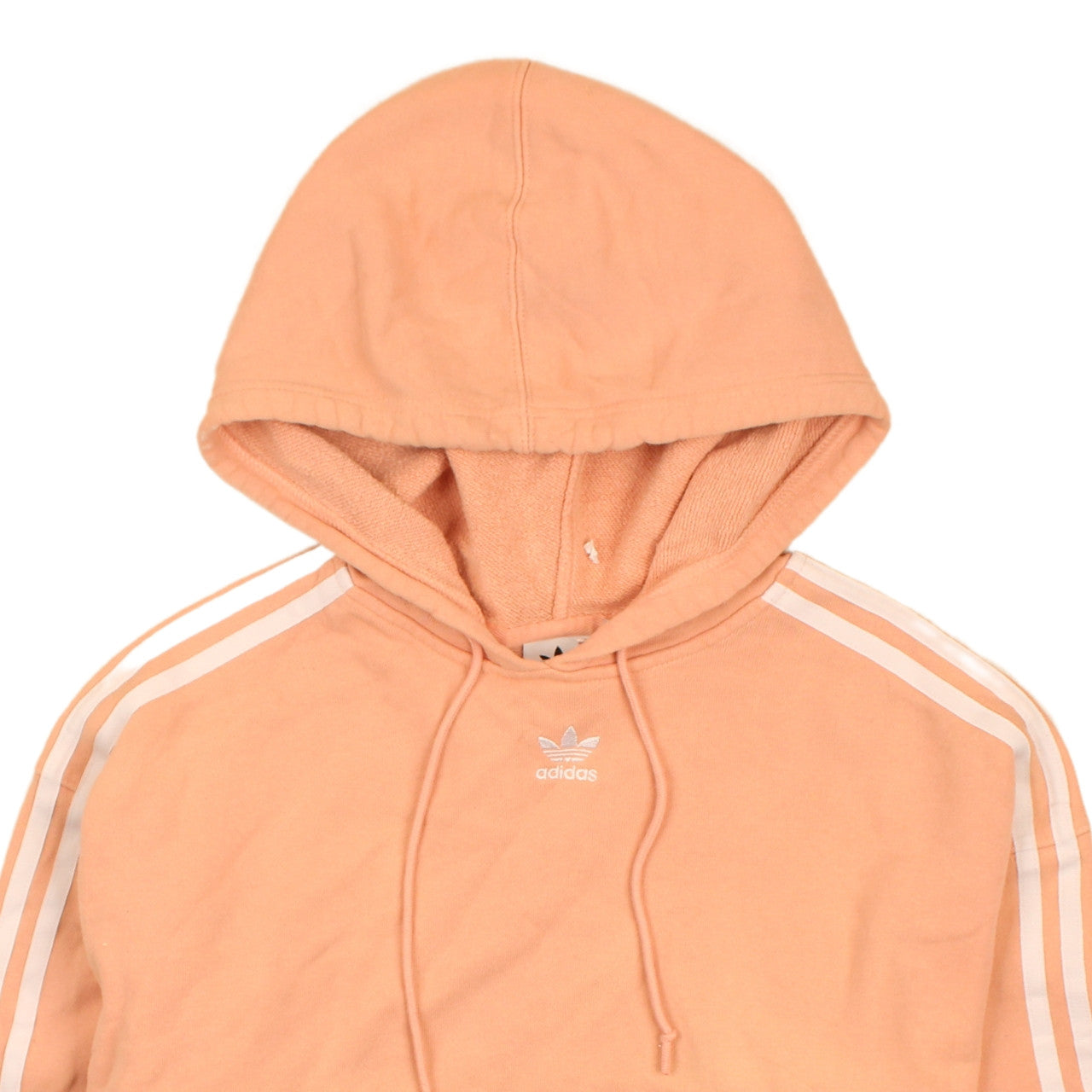Adidas Women's Peach Hooded Pullover Sweatshirt UK 14 Logo 3-Stripes