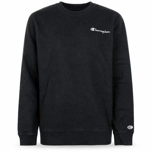 Front view of Champion Men's Black Small Crew Neck Pullover Sweatshirt