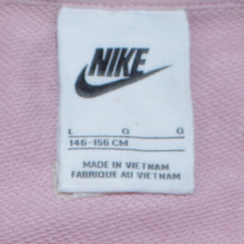 Nike Girls Pink Colourblock Crew Neck Pullover Sweatshirt Size 146