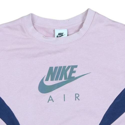 Nike Girls Pink Colourblock Crew Neck Pullover Sweatshirt Size 146