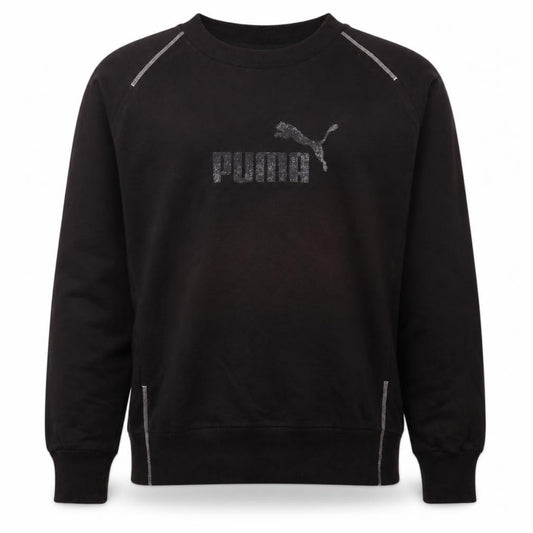 Front view of Puma Men's Black XL Crew Neck Pullover Sweatshirt