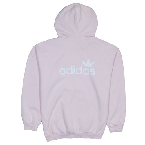Adidas Women Pink Pullover Hoodie UK 12 Logo Print Casual Sweatshirt