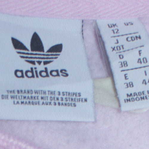 Adidas Women Pink Pullover Hoodie UK 12 Logo Print Casual Sweatshirt