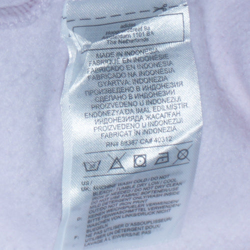 Adidas Women Pink Pullover Hoodie UK 12 Logo Print Casual Sweatshirt