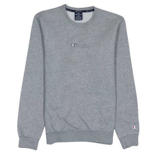 Champion Men's Grey Small Crew Neck Logo Pullover Sweatshirt