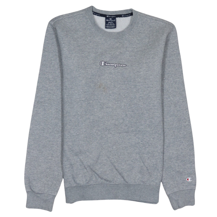 Champion Men's Grey Small Crew Neck Logo Pullover Sweatshirt