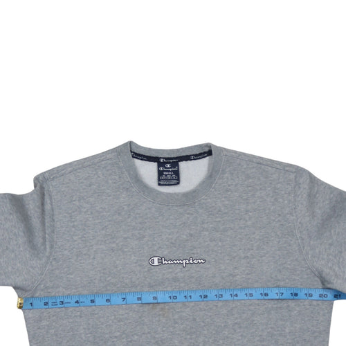 Champion Men's Grey Small Crew Neck Logo Pullover Sweatshirt