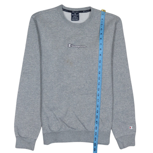 Champion Men's Grey Small Crew Neck Logo Pullover Sweatshirt