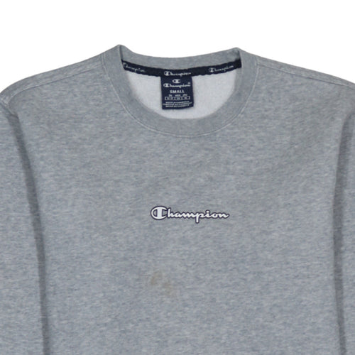 Champion Men's Grey Small Crew Neck Logo Pullover Sweatshirt