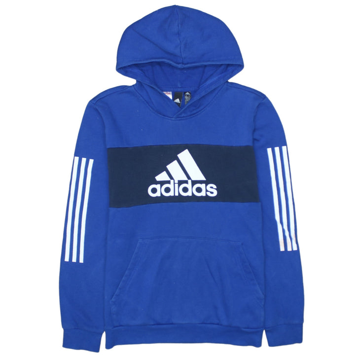 Adidas Boys Blue Pullover Hoodie 15-16 Years Colourblock Logo Sweatshirt