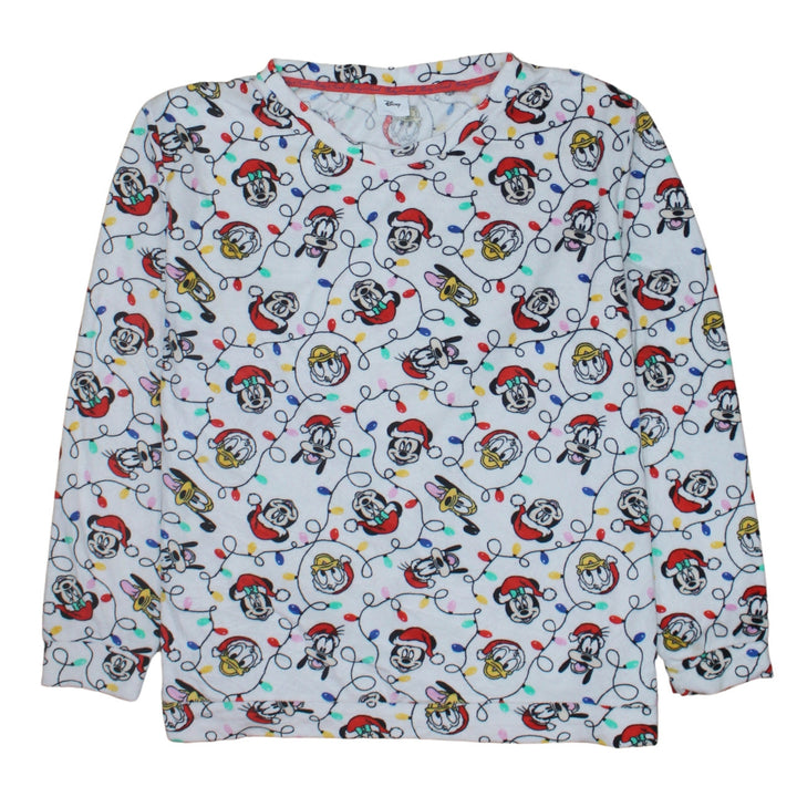 Disney Tu Womens White Christmas Mickey & Friends Long Sleeve Pyjama Top Size 20