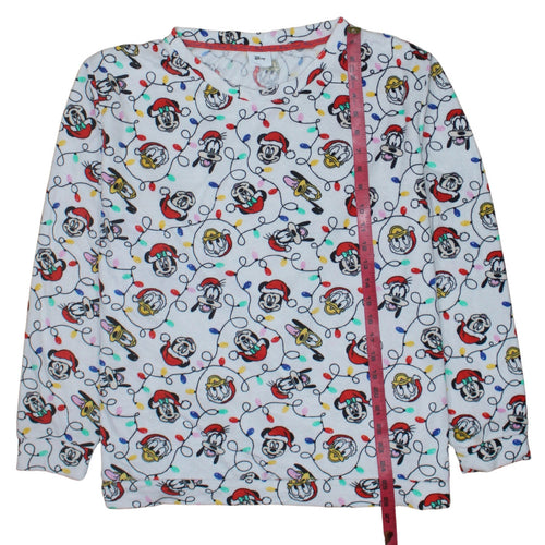 Disney Tu Womens White Christmas Mickey & Friends Long Sleeve Pyjama Top Size 20