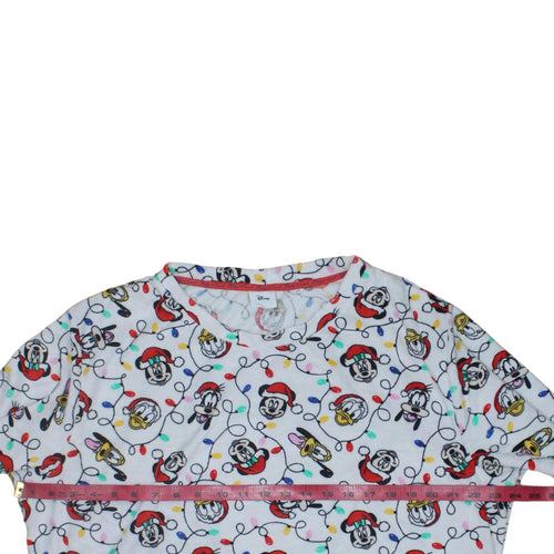 Disney Tu Womens White Christmas Mickey & Friends Long Sleeve Pyjama Top Size 20