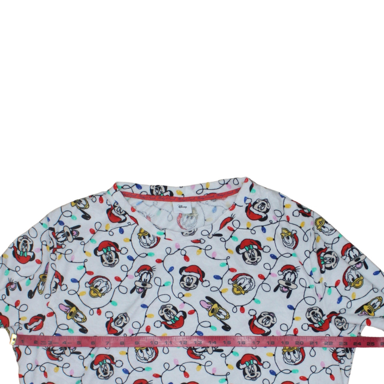 Disney Tu Womens White Christmas Mickey & Friends Long Sleeve Pyjama Top Size 20