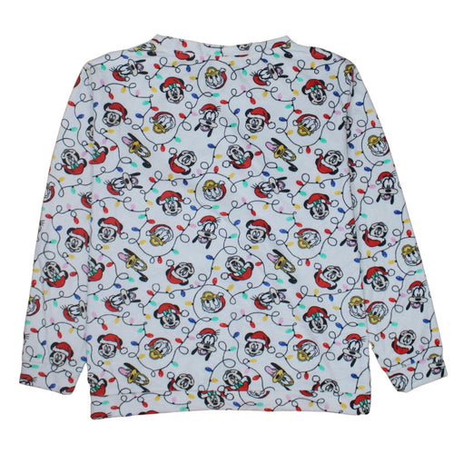 Disney Tu Womens White Christmas Mickey & Friends Long Sleeve Pyjama Top Size 20