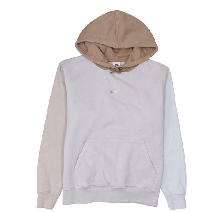 Nike Women’s Beige Colourblock Pullover Hoodie Size S Loose Fit