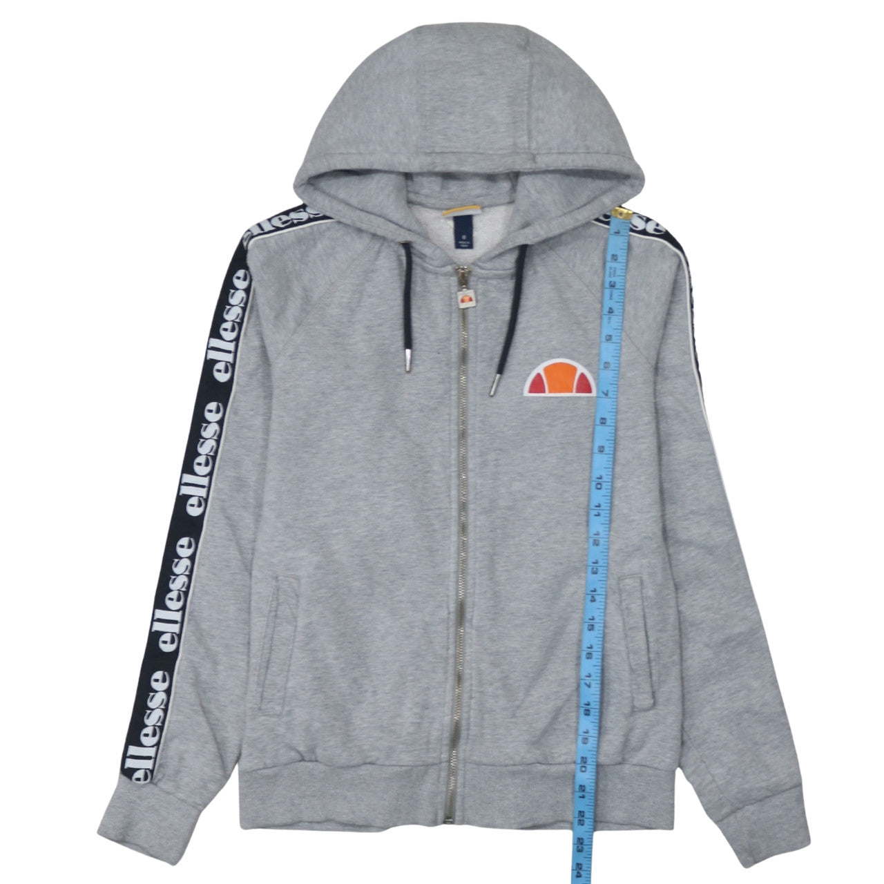Ellesse Womens Grey Full Zip Hoodie Size 8 Logo Hooded Sweatshirt