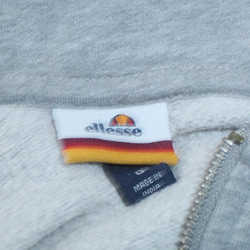 Ellesse Womens Grey Full Zip Hoodie Size 8 Logo Hooded Sweatshirt