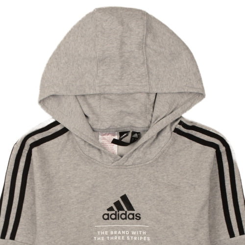 Adidas Boys Grey Pullover Hoodie 14 Years Hooded Fleece Sweatshirt