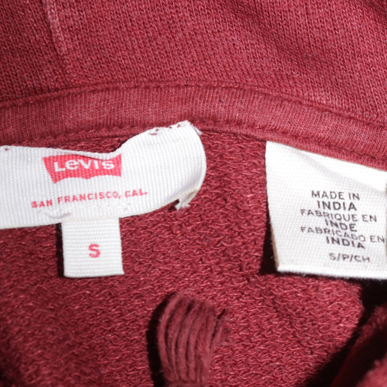Levi's Men's Red Pullover Hoodie Small Classic Logo Cotton Blend