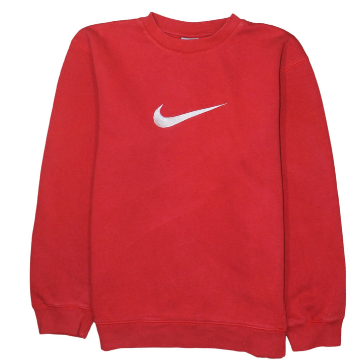 Nike Boys Red Pullover Crew Neck Sweatshirt Size 13-14 Years Logo Fleece