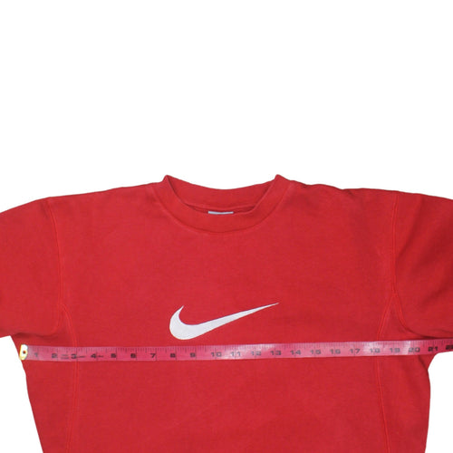 Nike Boys Red Pullover Crew Neck Sweatshirt Size 13-14 Years Logo Fleece