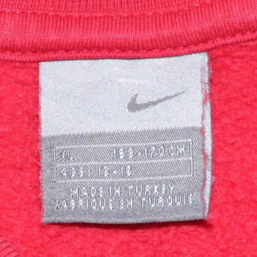 Nike Boys Red Pullover Crew Neck Sweatshirt Size 13-14 Years Logo Fleece