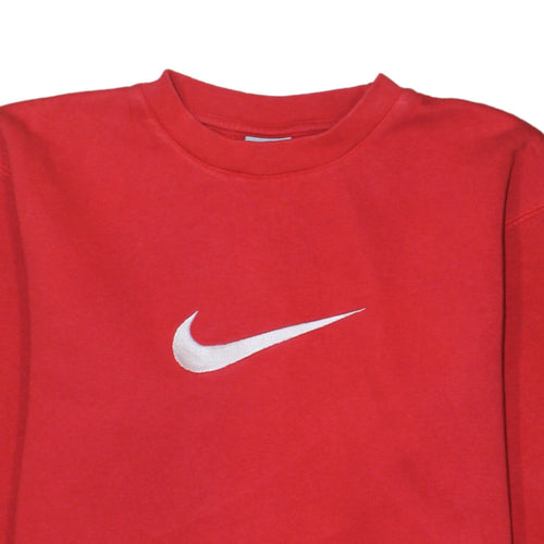 Nike Boys Red Pullover Crew Neck Sweatshirt Size 13-14 Years Logo Fleece