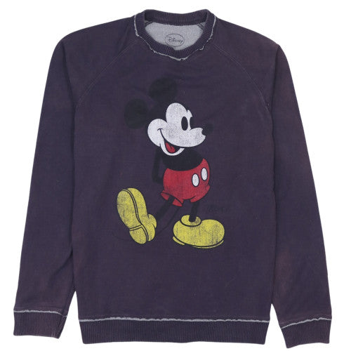 Disney Women's Black Mickey Mouse Sweatshirt Size L Pullover Crew Neck
