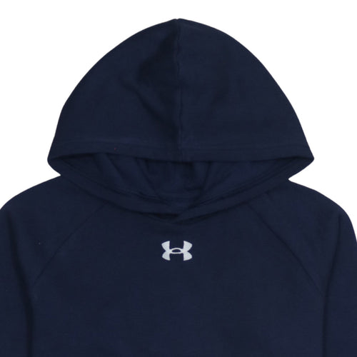 Under Armour Boys Blue Pullover Hoodie Fleece Logo 158cm