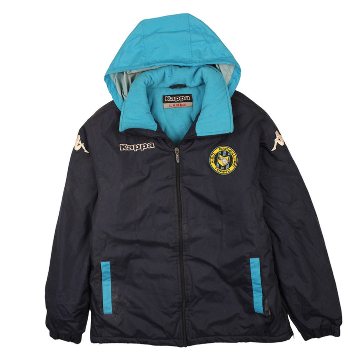 Kappa Men's Blue Hooded Puffer Jacket L Football Sports Outerwear