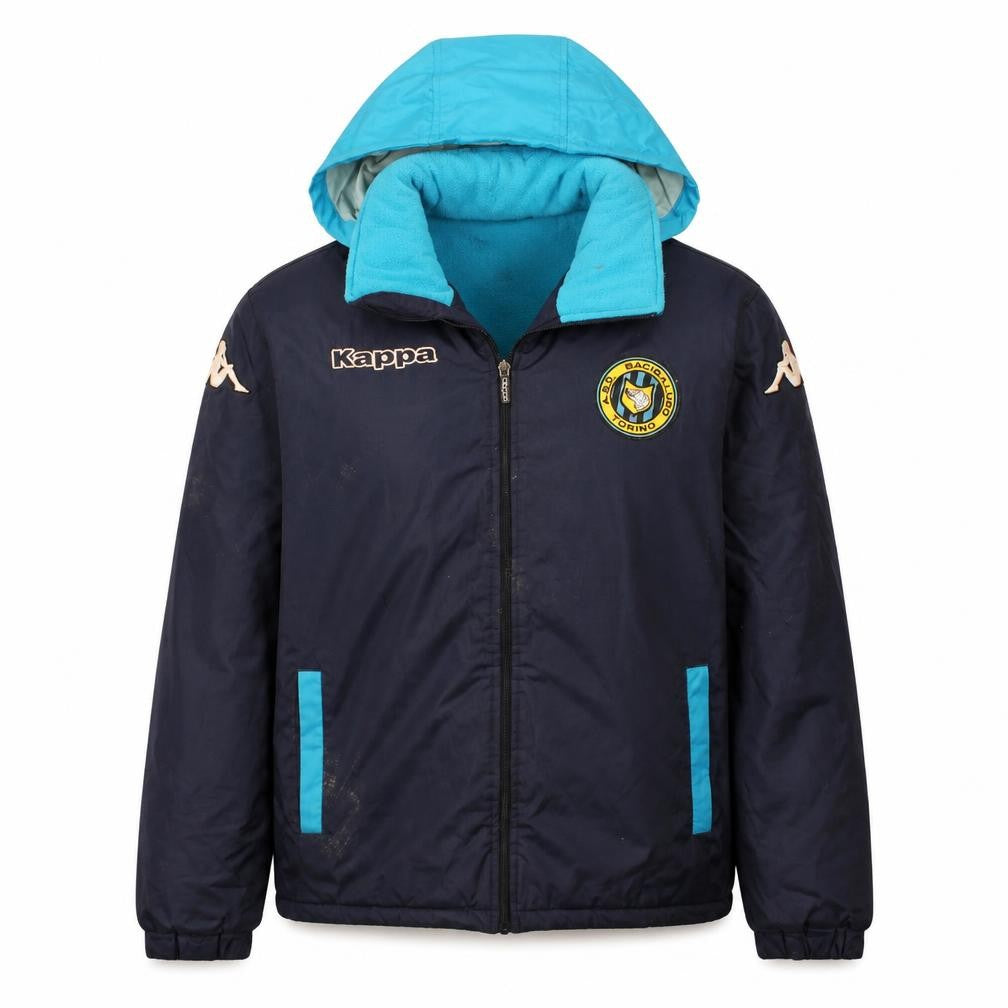 Kappa Men's Blue Hooded Puffer Jacket L Football Sports Outerwear