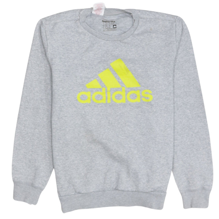 Adidas Boys Grey Pullover Sweatshirt 13-14 Years Logo Fleece Jumper